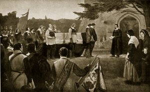 ジョンハンプデンの葬儀、1643年、イギリス国民のハチンソン物語のイラスト、1923年頃 作： English School