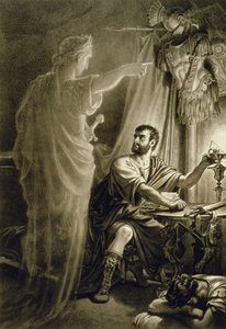 ウィリアムシェイクスピア（1564-1616）の劇中のジュリアスシーザーの幽霊 作： English School