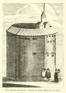 1594年に建てられたグローブ座。 1613年に再建 作： English School