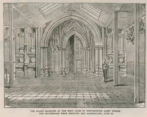 ウェストミンスター寺院の西のドアにあるグランドマーキー 作： English School