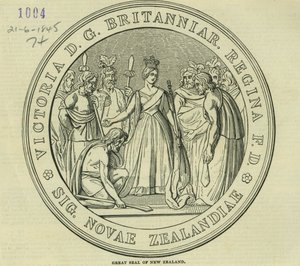 1845年6月21日、The Illustrated London Newsからのニュージーランドの大シール 作： English School