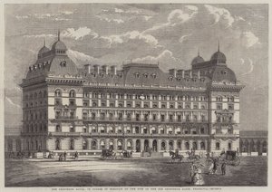 ベルグラヴィアの旧グロブナー・ベイスンの跡地に建設中のグロブナー・ホテル(エングレーヴィング) 作： English School