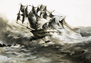 グロブナーは南アフリカの沖合で座礁したとき、豊富な貨物を積んでいた 作： English School