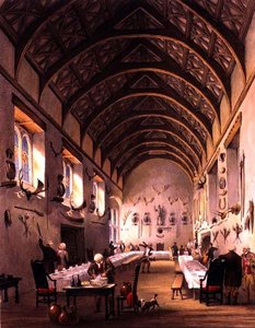 ザ・ホール、コーテヘレハウス、1830-40年頃（カラーリトグラフ） 作： English School