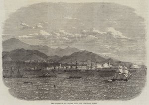 ペルー艦隊のいるカッラオの港（版画 作： English School