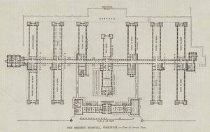 ウリッジのハーバート病院、1階の平面図（彫刻 作： English School