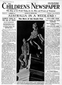 南極の英雄、「子供新聞」のフロントページ、1934年11月（新聞） 作： English School