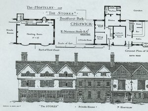 The Hostelry and the Stores、ベッドフォードパーク、チズウィック、The Building News、1877 作： English School
