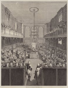 1741-2年の下院議会の様子（彫刻 作： English School