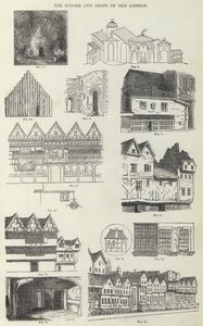The Houses and Shops of Old London (Engraving) 作： English School