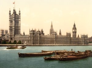 国会議事堂、ロンドン（手描きの写真） 作： English School