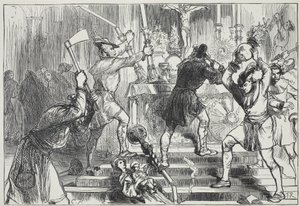ローマのカトリック教会のイメージと祭壇の装飾を破壊しているイコノクラスト。 1878 作： English School