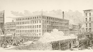1863年7月、ニューヨーク徴兵暴動における二番街の事件（リトグラフ） 作： English School