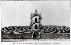 ストラでのヴィラピザーニの迷宮、ジョヴァンニバティスタカルボニ（1723-83）とN.ランドネットによるプリント 作： English School
