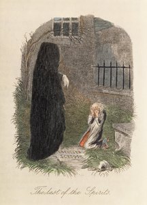ラストオブザスピリッツ、チャールズディケンズのクリスマスキャロルのイラスト（1812-70）1843（カラー彫刻）