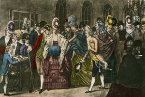 1772年にファッショナブルな人気を極めたバニッゲウェルズのロングルーム 作： English School
