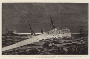 ジブラルタル沖でのアンカーラインSS "Utopia "の遭難、HMS "Anson "のラムに接触してから約10分後に沈没（版画 作： English School