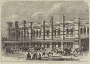 ロンドン・チャタム・ドーバー鉄道のルドゲート・ヒル駅（彫刻 作： English School