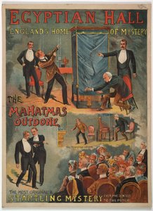 「The Mahatmas Outdone」、1891 年にマスケリンとクックによってエジプシャン ホールで発表 (カラー リソ) 作： English School