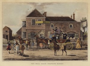 The Mail Coach Changing Horses（カラー彫刻 作： English School