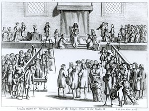 ドーマン・ニューマンのために印刷されたフレデリック・ヘンドリック・ヴァン・ホーブ（c.1628-98）によって刻まれた、病気を治す彼の陛下の作法は「王の悪」と呼ばれています（259707も参照） 作： English School