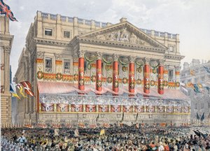 1863年3月7日、エドワード7世の結婚記念碑とデンマークのアレクサンドラからの邸宅、パブ。 1864 作： English School