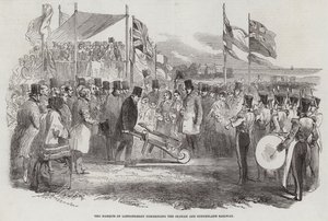 ロンドンデリー侯爵がシーアム・アンド・サンダーランド鉄道を開通させたときの様子（版画 作： English School