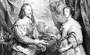 ヘンリエッタとチャールズの結婚、ヴァンダイクの後にG.ヴァーチューによって彫刻された、1742年 作： English School
