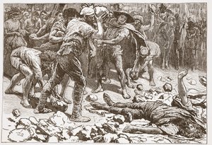サモサタのコンスタンティヌスの殉教、ジェームズ・エイトケン・ワイリー（1808-1890）による「プロテスタントの歴史」のイラスト、パブ。 1878年（彫刻） 作： English School