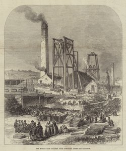 爆発後のDewsbury近郊のMorley Main Colliery(彫刻) 作： English School