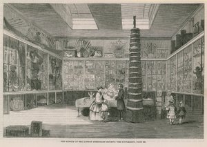 1859年6月25日、イラスト入りロンドンニュースに掲載されたブルームフィールドストリートにあるロンドン宣教師協会博物館 作： English School
