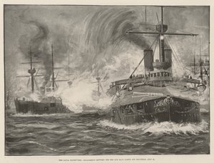 海軍操練、ホリーヘッド沖での赤艦隊と青艦隊の交戦、7月31日（リトグラフ 作： English School