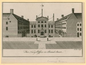 ブロードストリートまたはうずくまった修道士、ロンドンの海軍事務所 作： English School