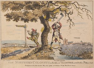 The Northern Colossus or Earl of Toadstool, pub.1786年（手彩色彫刻）。 作： English School