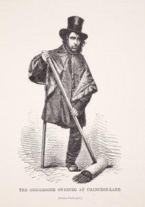 Chancery Laneの片脚スイーパー。写真は、ロンドンレイバーの写真、ヘンリーメイヒューパブのロンドンプアー。 1862 作： English School
