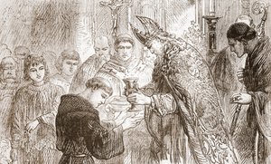 神権へのルターの叙階、ジェームスエイトケンワイリー（1808-1890）によるパブのプロテスタンティズムの歴史からのイラスト。 1878 作： English School