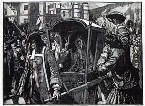 1706年にハミルトン公爵をホリールード宮殿に護衛するエジンバラの人々