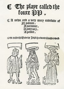 1530年頃の木版画「四つのPPと呼ばれる遊び」。 作： English School