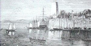 アメリカ・ワシントンD.C.のポトマック川（1880年頃に出版されたトーマス・ミルナー牧師の「The Gallery of Geography」より）（エングレーヴィング 作： English School