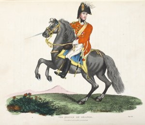 オレンジの王子、パブ。 1816年、ウィリアムマッドフォード作「ワーテルローの戦いの歴史的記述」からの挿絵 作： English School