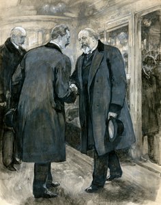 1901年1月20日、チャリングクロス駅、ドイツ皇帝に挨拶するプリンスオブウェールズ（紙）