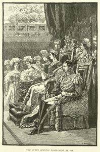 1846年に議会を開いた女王(彫刻) 作： English School