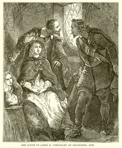 ジェームズ2世の女王、グレーブセンドに隠蔽、1688年 作： English School