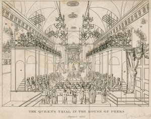 1820年8月の下院における女王裁判 作： English School