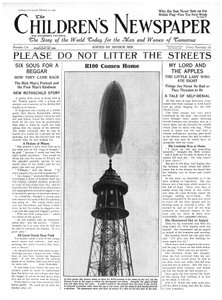 R100飛行船が帰ってくる、「子供たちの新聞」のフロントページ、1930年2月（新聞） 作： English School