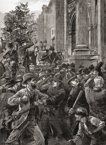 1866年のハイドパークデモでの改革派リーガー。