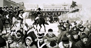 ロマノフ家の栄枯盛衰。西洋との戦い」（紙にガッシュ 作： English School