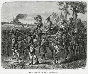 1381年、1882年のイギリスにおける農民の台頭 作： English School