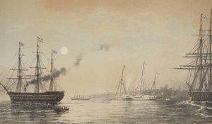 1863年3月5日のマーゲート夜のロイヤルヨット。エドワード7世の結婚記念碑とデンマークのアレクサンドラから。 1864 作： English School