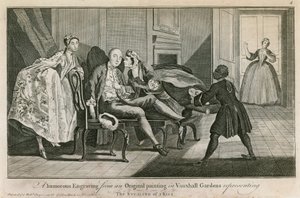 キスを盗む：ロンドンのヴォクソール庭園のオリジナルの絵画からのユーモラスな彫刻 作： English School